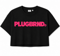 Plug Block Crop Tee – Black/Pink