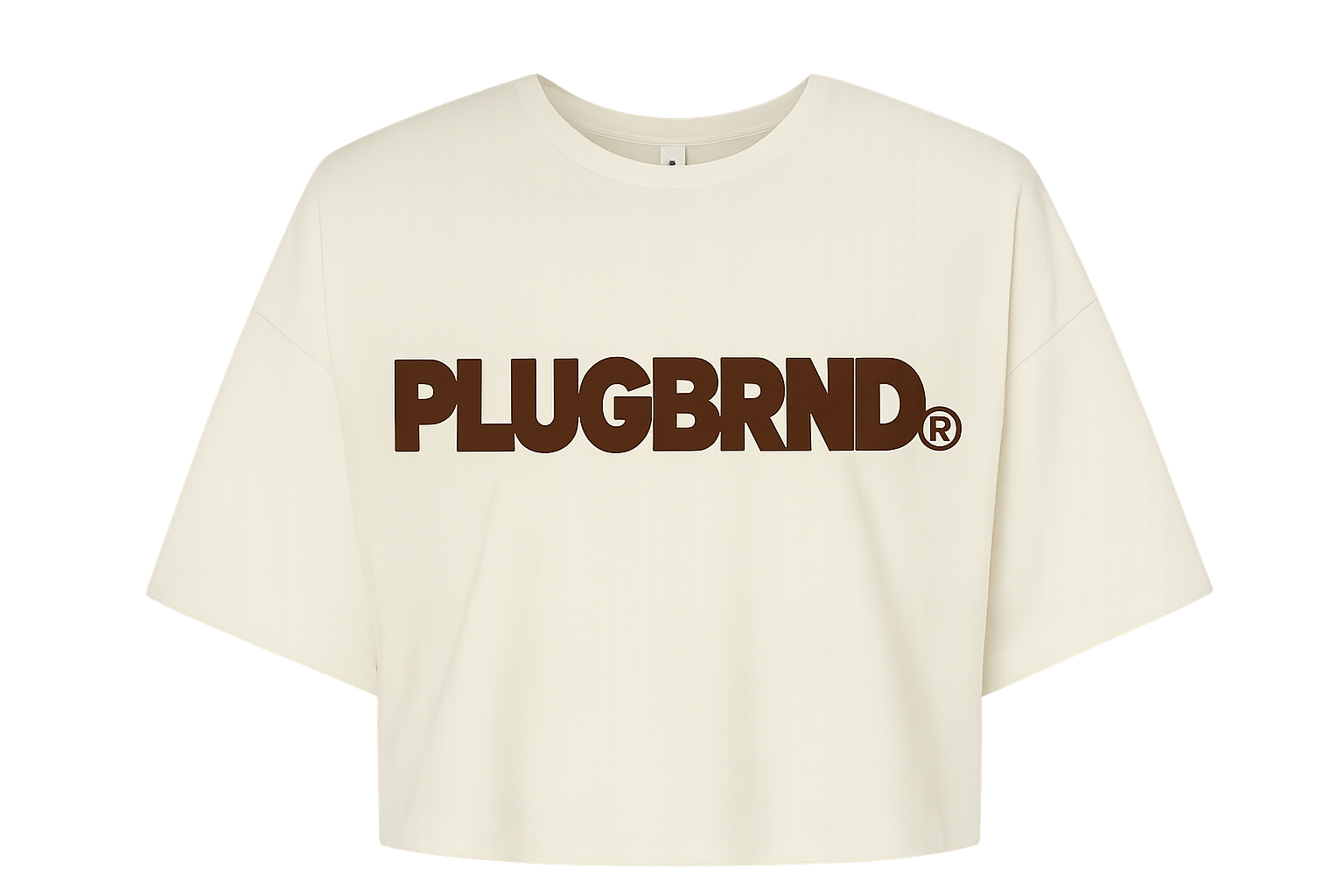 Plug Block Crop Tee – Vintage White/Brown