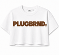 Plug Block Crop Tee – White/Brown