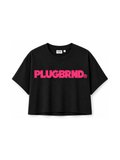 Plug Block Crop Tee – Black/Pink
