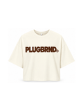 Plug Block Crop Tee – Vintage White/Brown