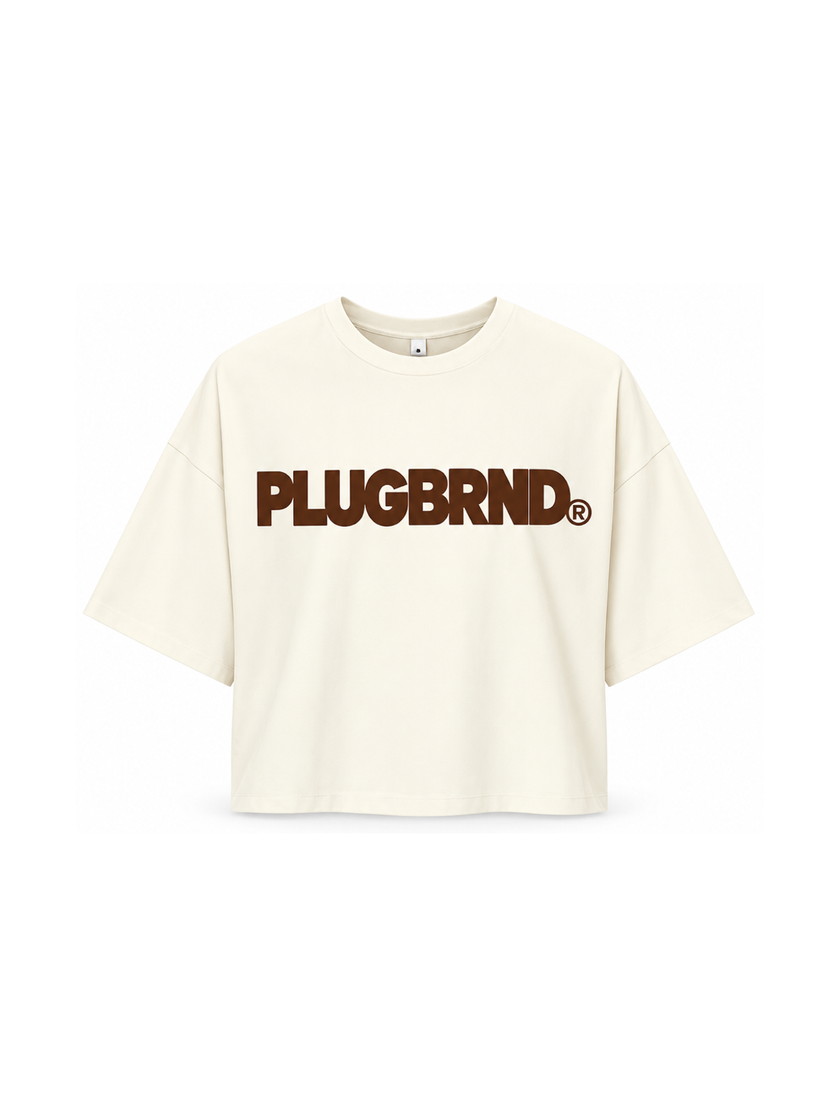 Plug Block Crop Tee – Vintage White/Brown
